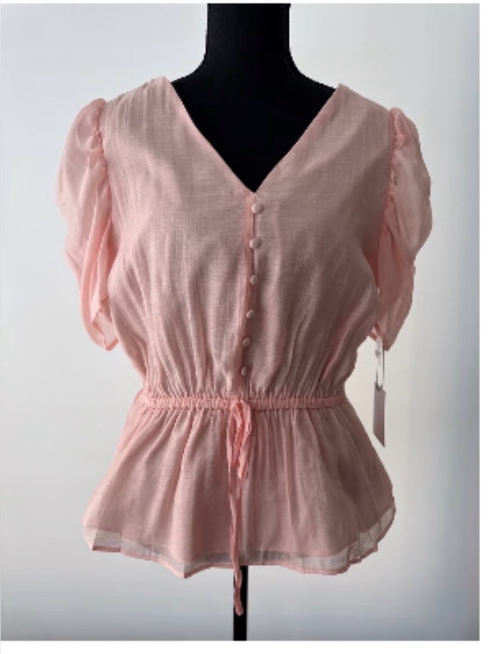 1. State Women's Short Sleeve Peplum Blouse Pink XS NEW